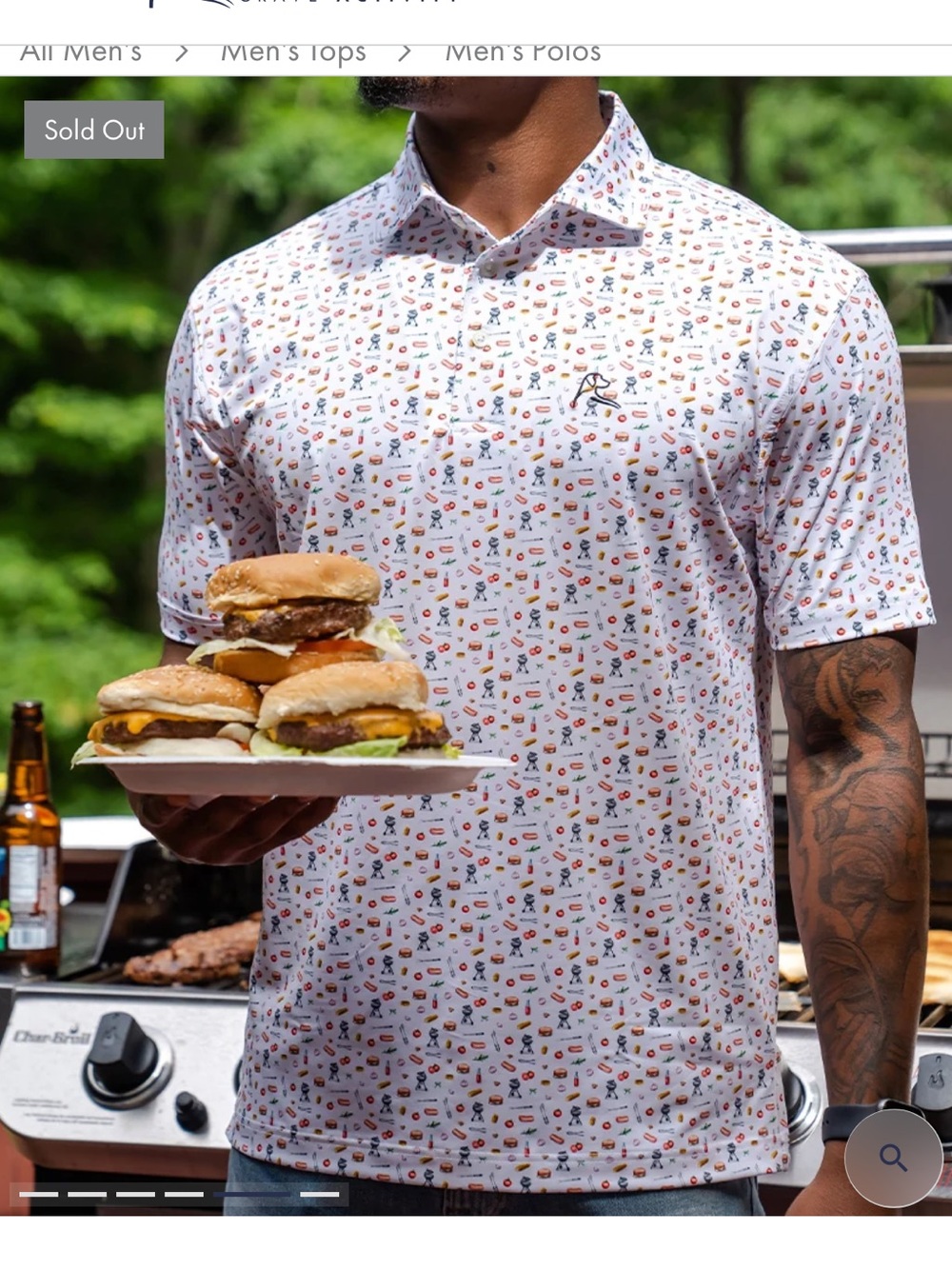 Rhoback Men's The Grillmaster Short Sleeve Performance Polo